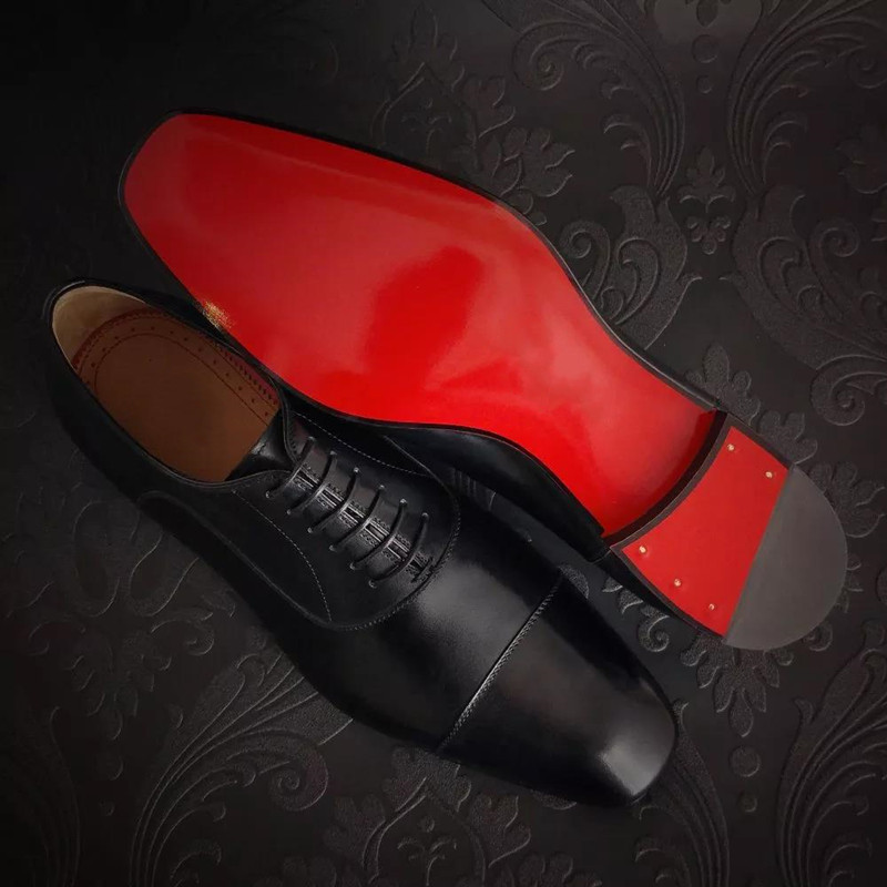 Men Shoes Red Bottom - حذاء أوكسفورد بنعل أحمر للرجال ،