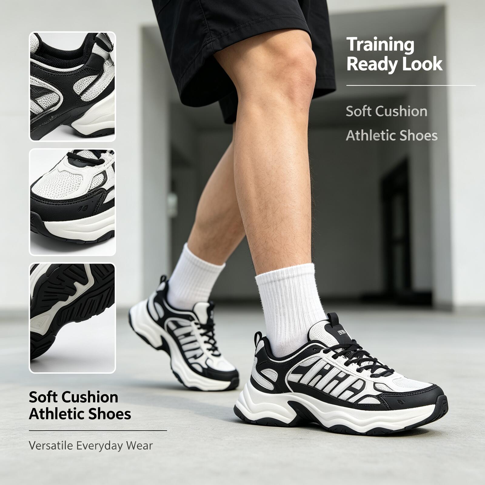 Men Shoes Running Adidas - أحذية رياضية منخفضة الارتفاع باللونين الأسود