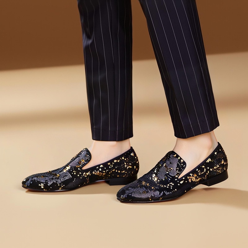 بيرجتار فاخر أسود وذهبي الترتر - مراجعة Men Shoes Red Bottom وسعره